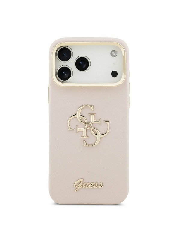 Guess Guess PU Grained 4G Logo Stand Camera Frame Zadný Kryt pre iPhone 17 Pro Max Pink