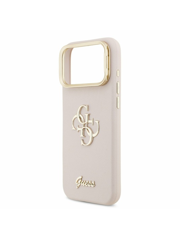 Guess Guess PU Grained 4G Logo Stand Camera Frame Zadný Kryt pre iPhone 17 Pro Max Pink