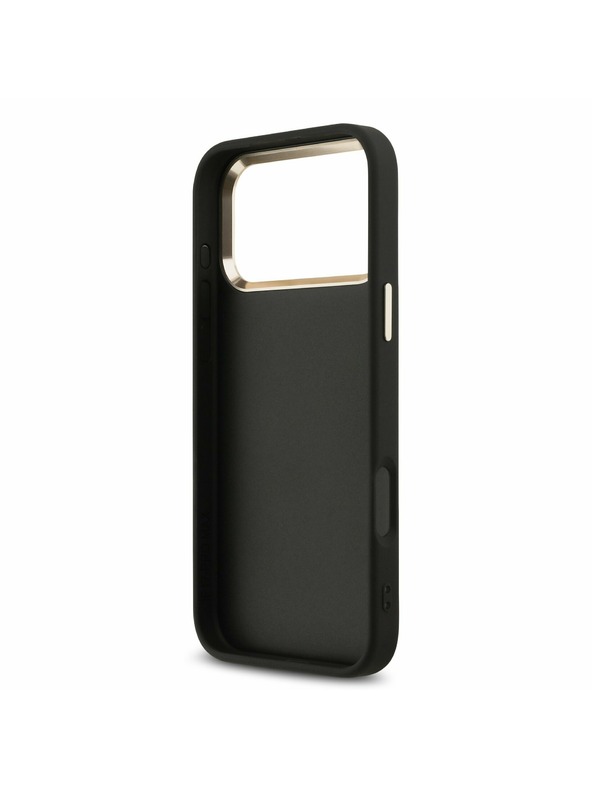 Guess Guess PU Leather 4G Metal Logo Gold Frame Zadný Kryt pre iPhone 17 Pro Max Black