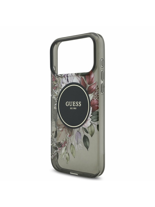 Guess Guess IML Flowers Strap MagSafe Zadný Kryt pre iPhone 17 Pro Max Black