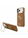Guess Guess PU Grained 4G Logo Stand Camera Frame Zadný Kryt pre iPhone 17 Pro Max Brown