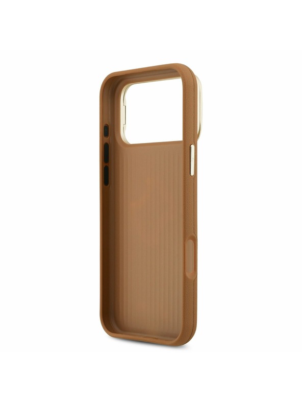 Guess Guess PU Grained 4G Logo Stand Camera Frame Zadný Kryt pre iPhone 17 Pro Max Brown