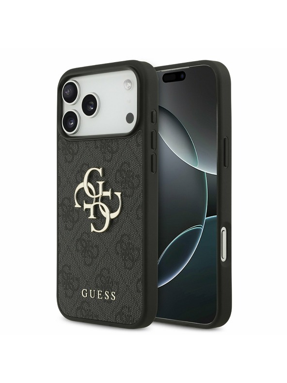 Guess Guess PU 4G Metal Logo Zadný Kryt pre iPhone 17 Pro Max Grey