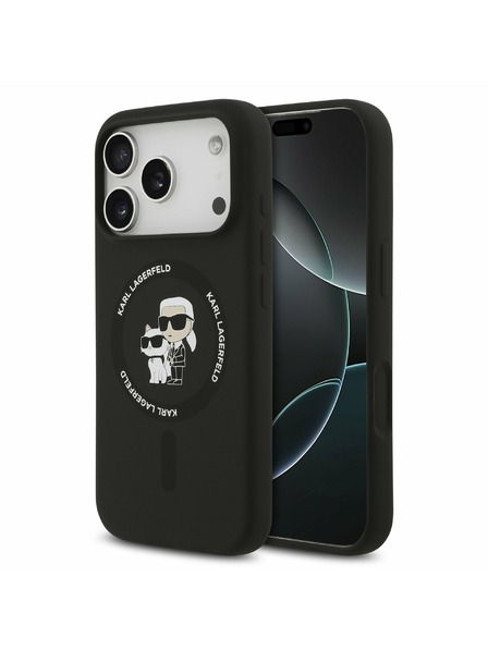 Karl Lagerfeld Karl Lagerfeld Liquid Silicone Karl and Choupette MagSafe Zadný Kryt pre iPhone 17 Pro Max Black