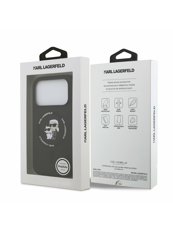 Karl Lagerfeld Karl Lagerfeld Liquid Silicone Karl and Choupette MagSafe Zadný Kryt pre iPhone 17 Pro Max Black