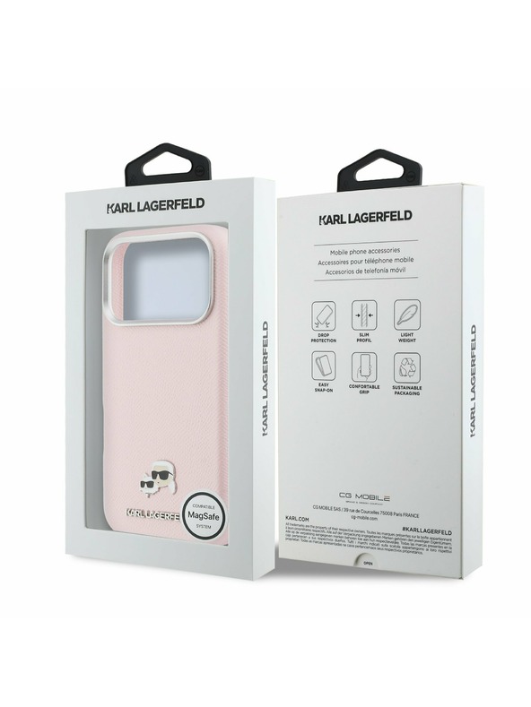 Karl Lagerfeld Karl Lagerfeld PU Karl and Choupette Heads Pins MagSafe Zadný Kryt pre iPhone 17 Pro Max Pink
