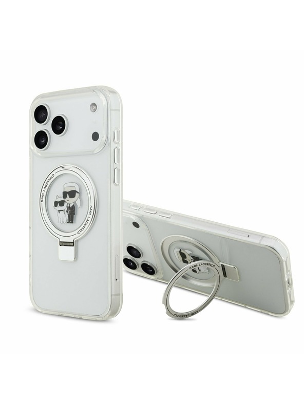 Karl Lagerfeld Karl Lagerfeld Ringstand Karl and Choupette MagSafe Zadný Kryt pre iPhone 17 Pro Max White