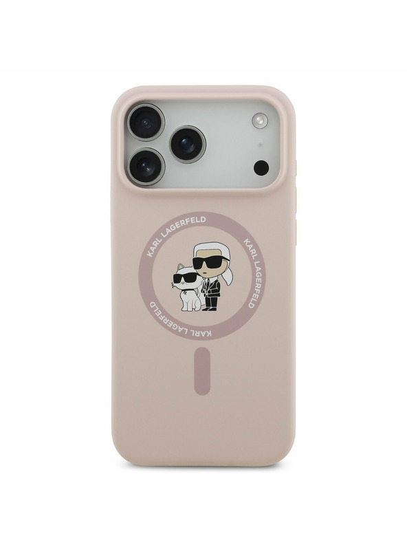 Karl Lagerfeld Karl Lagerfeld Liquid Silicone Karl and Choupette MagSafe Zadný Kryt pre iPhone 17 Pro Max Pink