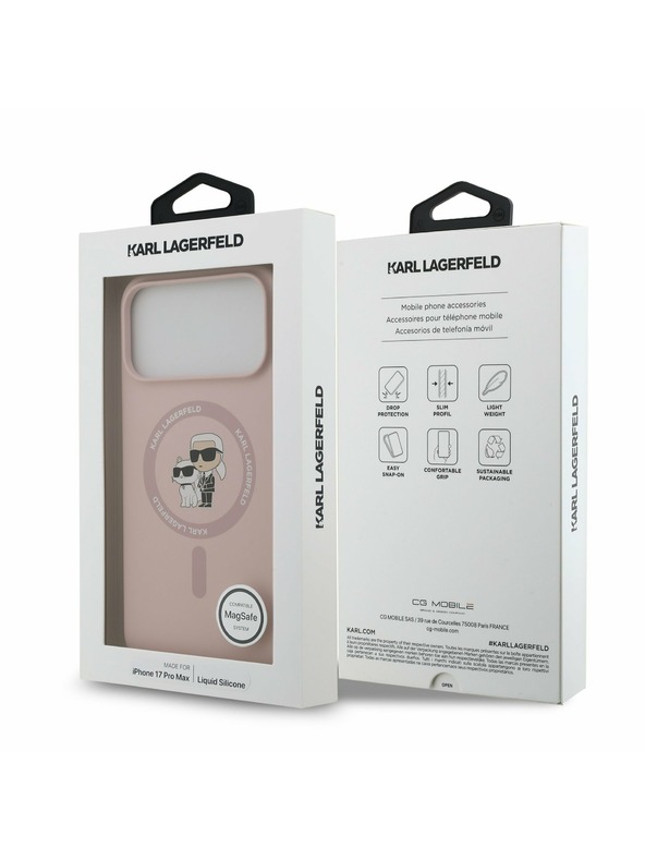 Karl Lagerfeld Karl Lagerfeld Liquid Silicone Karl and Choupette MagSafe Zadný Kryt pre iPhone 17 Pro Max Pink