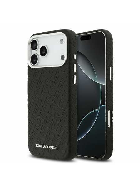 Karl Lagerfeld Karl Lagerfeld Grained PU Repeated Logo MagSafe Zadný Kryt pre iPhone 17 Pro Max Black