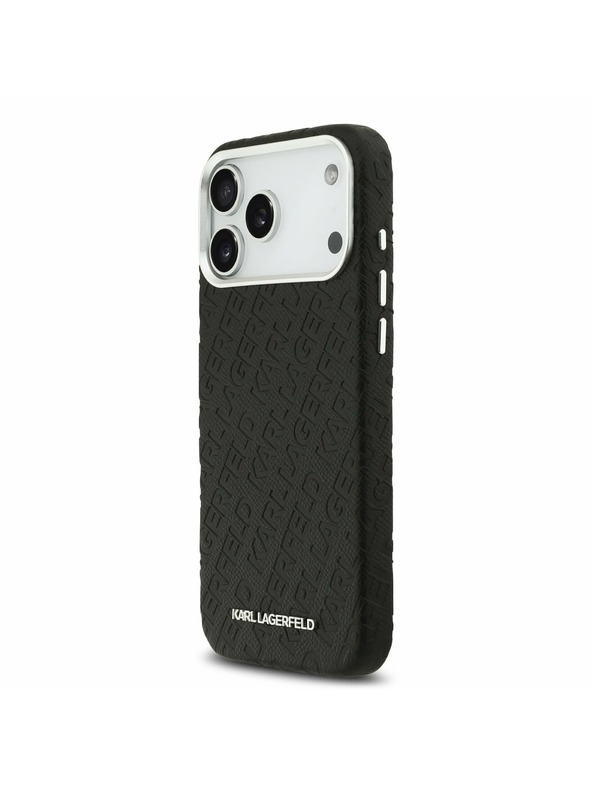 Karl Lagerfeld Karl Lagerfeld Grained PU Repeated Logo MagSafe Zadný Kryt pre iPhone 17 Pro Max Black