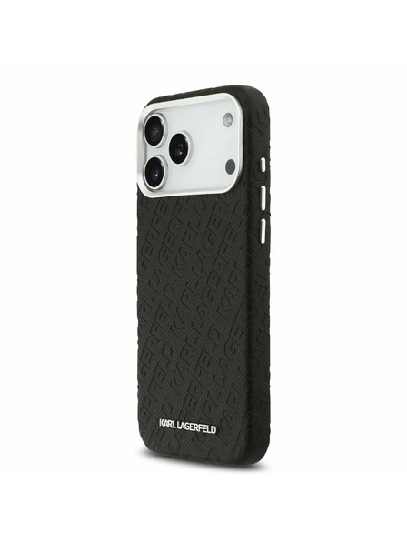 Karl Lagerfeld Karl Lagerfeld Grained PU Repeated Logo MagSafe Zadný Kryt pre iPhone 17 Pro Max Black