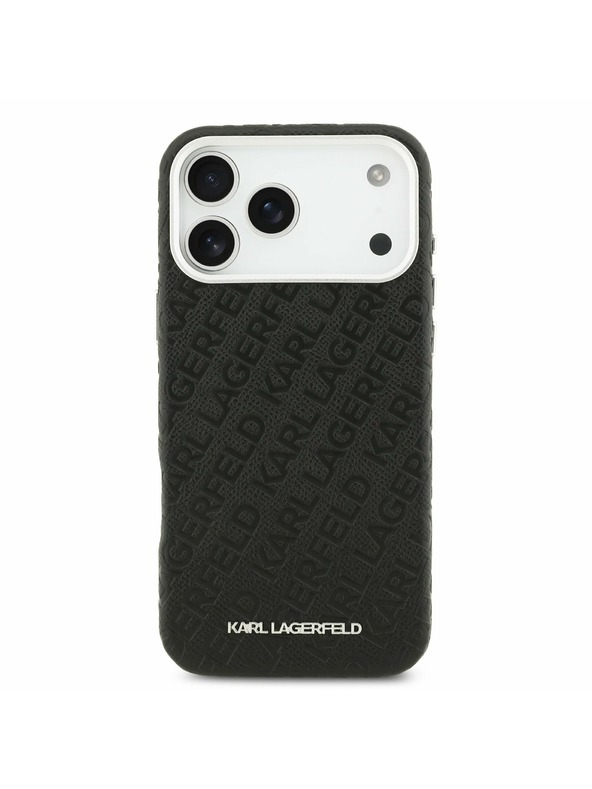 Karl Lagerfeld Karl Lagerfeld Grained PU Repeated Logo MagSafe Zadný Kryt pre iPhone 17 Pro Max Black