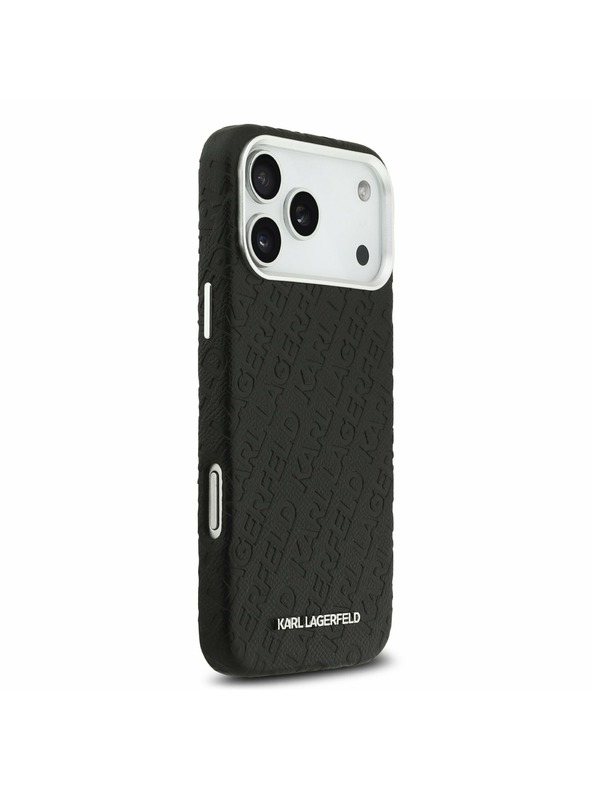 Karl Lagerfeld Karl Lagerfeld Grained PU Repeated Logo MagSafe Zadný Kryt pre iPhone 17 Pro Max Black