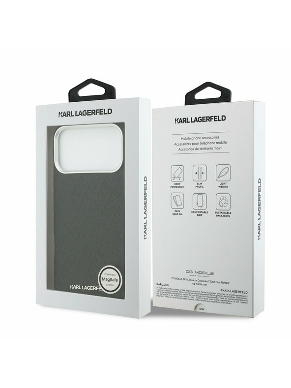 Karl Lagerfeld Karl Lagerfeld Grained PU Repeated Logo MagSafe Zadný Kryt pre iPhone 17 Pro Max Black