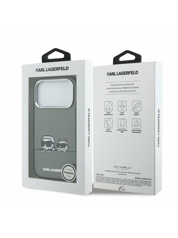 Karl Lagerfeld Karl Lagerfeld IML K&CH Heads Logo MagSafe Zadný Kryt pre iPhone 17 Pro Max Black