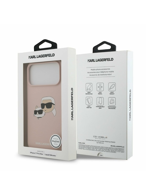 Karl Lagerfeld Karl Lagerfeld Liquid Silicone Double Heads MagSafe Zadný Kryt pre iPhone 17 Pro Max Pink