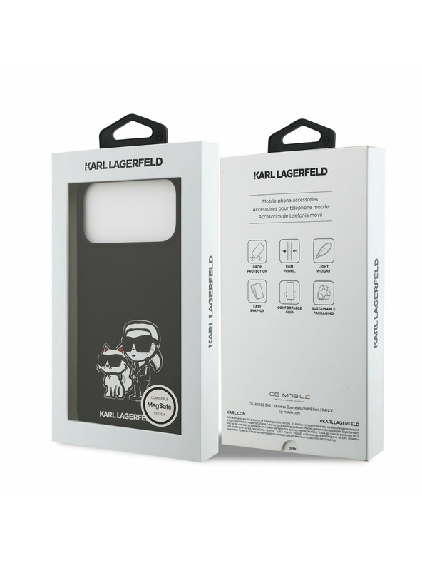 Karl Lagerfeld Karl Lagerfeld Liquid Silicone K&CH Sketch MagSafe Zadný Kryt pre iPhone 17 Pro Max Black