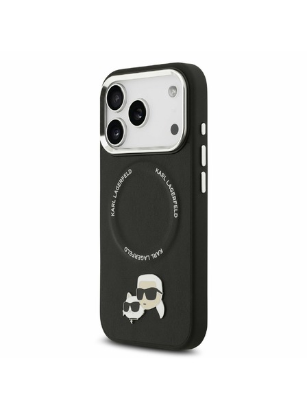 Karl Lagerfeld Karl Lagerfeld PU Karl and Choupette Heads Pins MagSafe Zadný Kryt pre iPhone 17 Pro Max Black