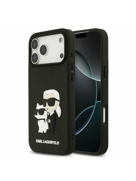 Karl Lagerfeld Karl Lagerfeld 3D Rubber Karl and Choupette Zadný Kryt pre iPhone 17 Pro Max Black