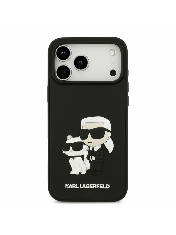 Karl Lagerfeld Karl Lagerfeld 3D Rubber Karl and Choupette Zadný Kryt pre iPhone 17 Pro Max Black