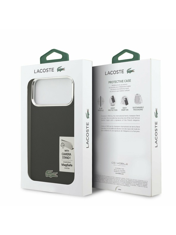 Lacoste Lacoste Iconic Petit Pique Camera Stand MagSafe Zadný Kryt pre iPhone 17 Pro Max Black