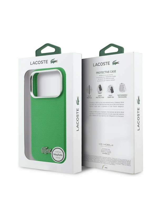 Lacoste Lacoste PVC Iconic Petit Pique Metal Logo MagSafe Zadný Kryt pre iPhone 17 Pro Max Green