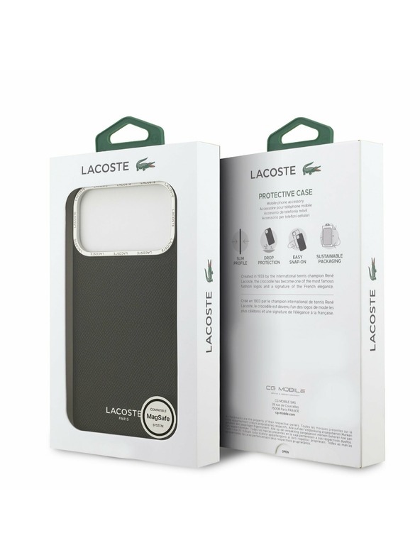 Lacoste Lacoste PU Leather Champs Elysees MagSafe Zadný Kryt pre iPhone 17 Pro Max Black