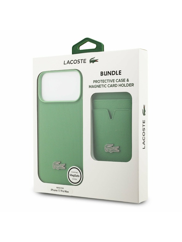 Lacoste Lacoste Iconic Petit Pique MagSafe Zadný Kryt + Peňaženka pre iPhone 17 Pro Max Green