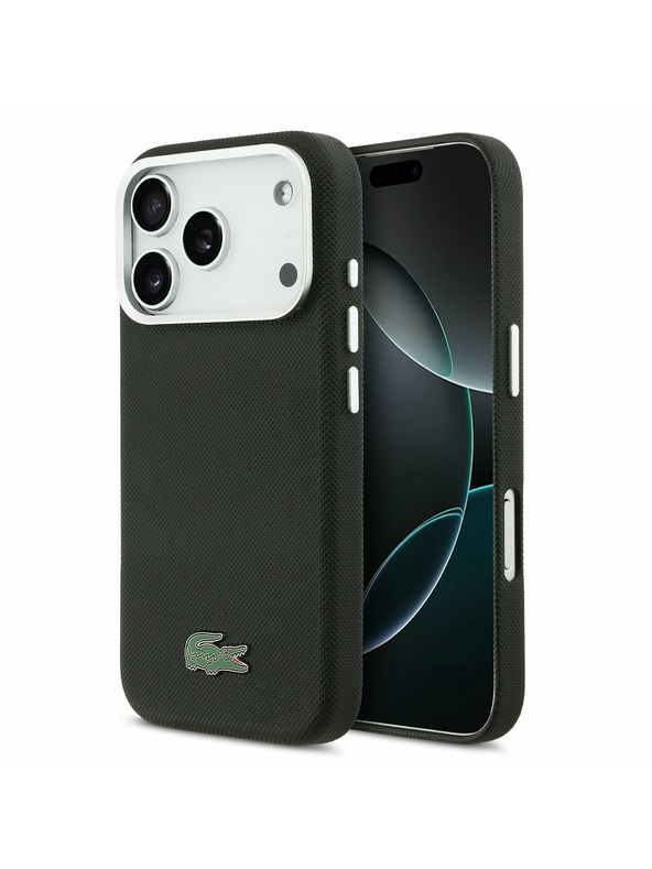 Lacoste Lacoste PVC Iconic Petit Pique Metal Logo MagSafe Zadný Kryt pre iPhone 17 Pro Max Black