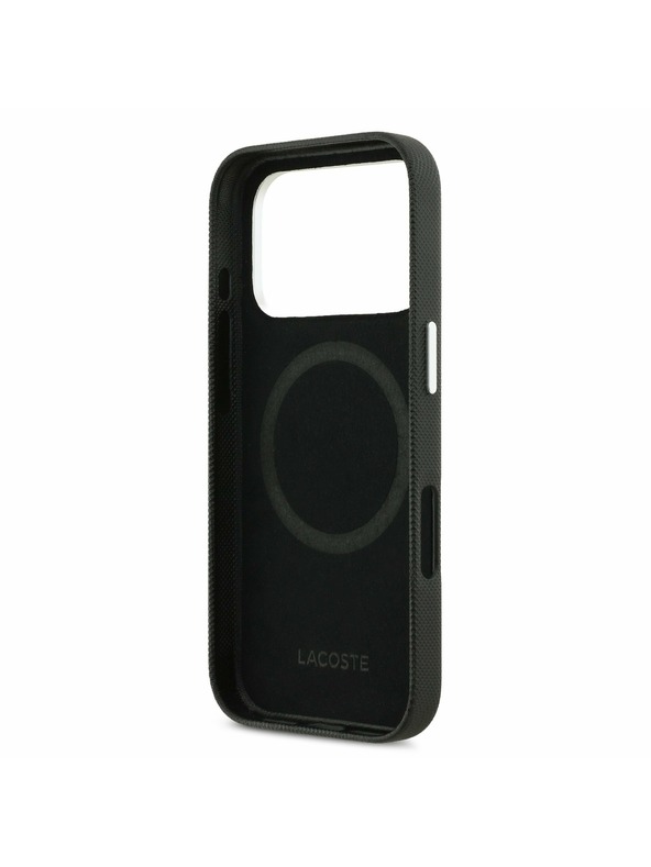 Lacoste Lacoste PVC Iconic Petit Pique Metal Logo MagSafe Zadný Kryt pre iPhone 17 Pro Max Black