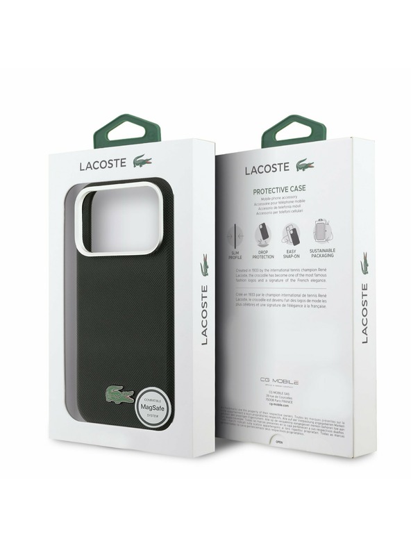 Lacoste Lacoste PVC Iconic Petit Pique Metal Logo MagSafe Zadný Kryt pre iPhone 17 Pro Max Black