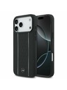 Mercedes Mercedes Leather Star Pattern and Stripes MagSafe Zadný Kryt pre iPhone 17 Pro Max Black/White