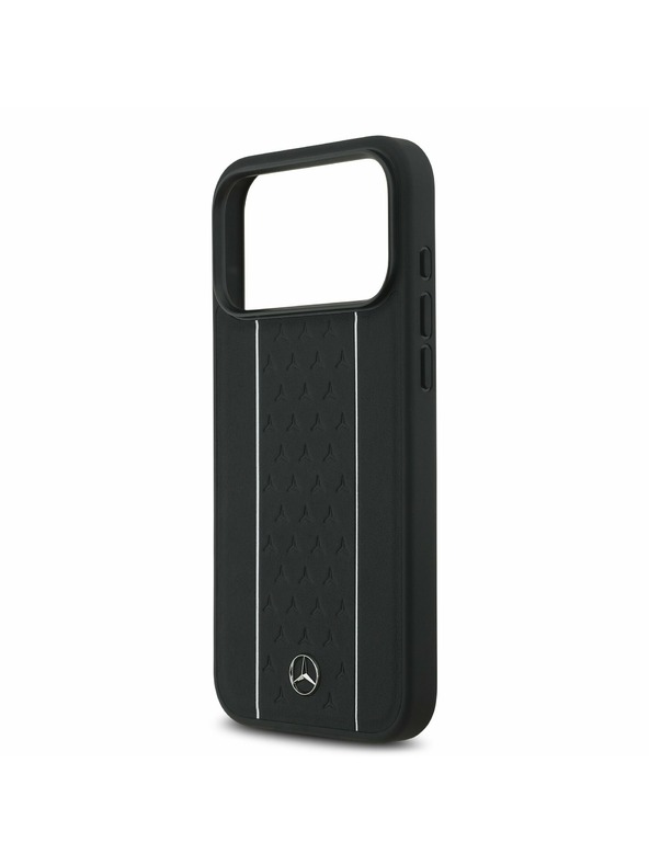 Mercedes Mercedes Leather Star Pattern and Stripes MagSafe Zadný Kryt pre iPhone 17 Pro Max Black/White