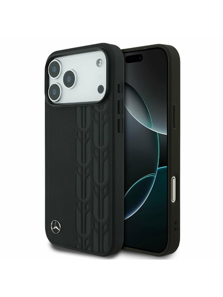 Mercedes Mercedes Leather Laurel Leaves MagSafe Zadný Kryt pre iPhone 17 Pro Max Black