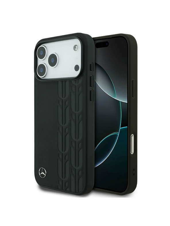 Mercedes Mercedes Leather Laurel Leaves MagSafe Zadný Kryt pre iPhone 17 Pro Max Black