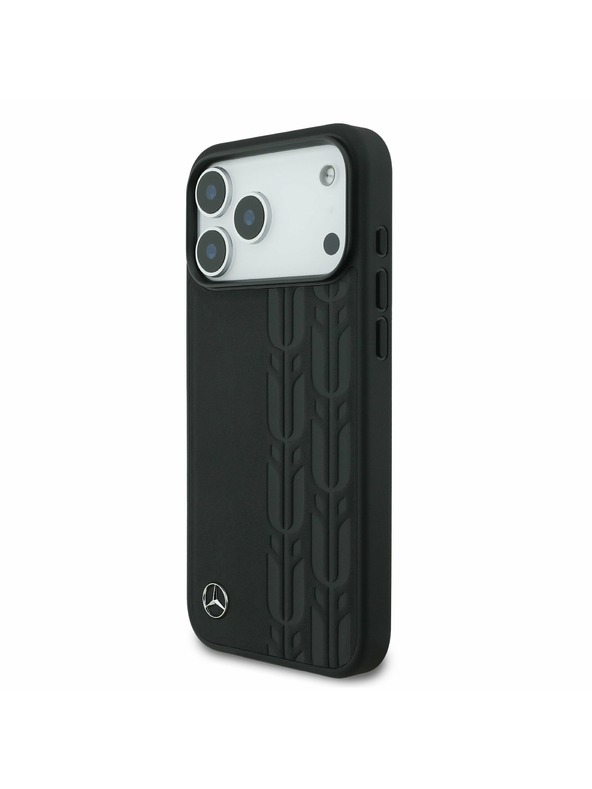 Mercedes Mercedes Leather Laurel Leaves MagSafe Zadný Kryt pre iPhone 17 Pro Max Black