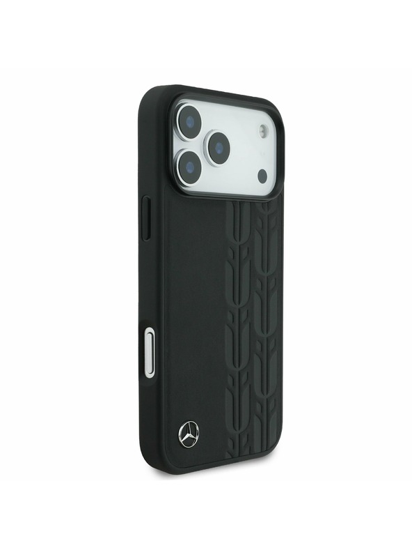 Mercedes Mercedes Leather Laurel Leaves MagSafe Zadný Kryt pre iPhone 17 Pro Max Black