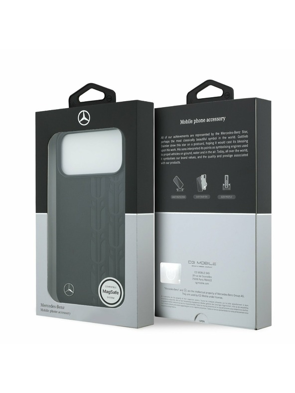 Mercedes Mercedes Leather Laurel Leaves MagSafe Zadný Kryt pre iPhone 17 Pro Max Black