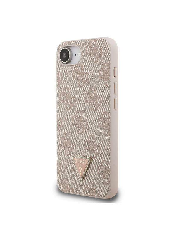 Guess Guess PU 4G Strass Triangle Metal Logo Zadný Kryt pre iPhone 16e/17e Pink