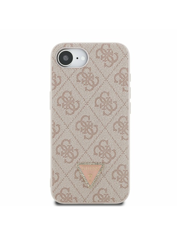 Guess Guess PU 4G Strass Triangle Metal Logo Zadný Kryt pre iPhone 16e/17e Pink