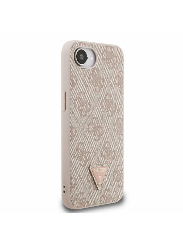 Guess Guess PU 4G Strass Triangle Metal Logo Zadný Kryt pre iPhone 16e/17e Pink