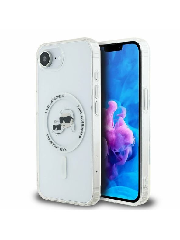 Karl Lagerfeld Karl Lagerfeld IML K&CH Heads Metal Frame MagSafe Zadný Kryt pre iPhone 16e/17e Transparent