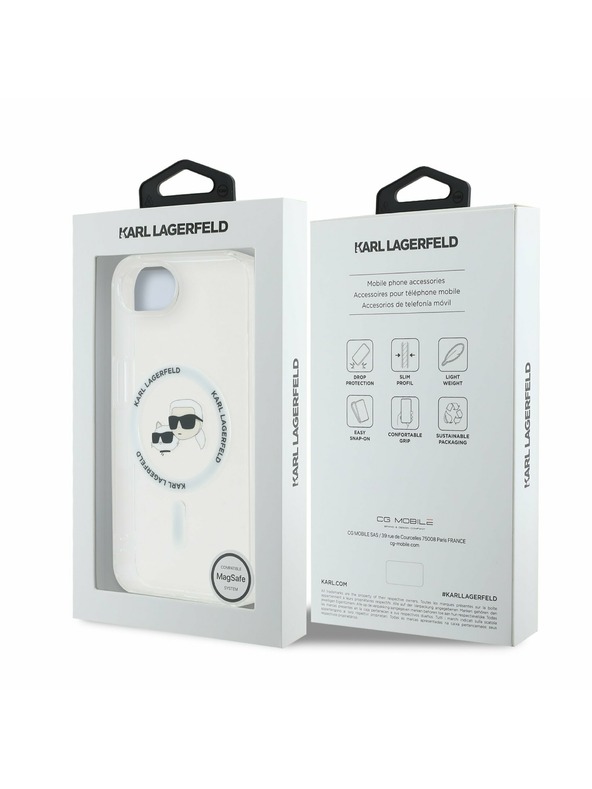 Karl Lagerfeld Karl Lagerfeld IML K&CH Heads Metal Frame MagSafe Zadný Kryt pre iPhone 16e/17e Transparent