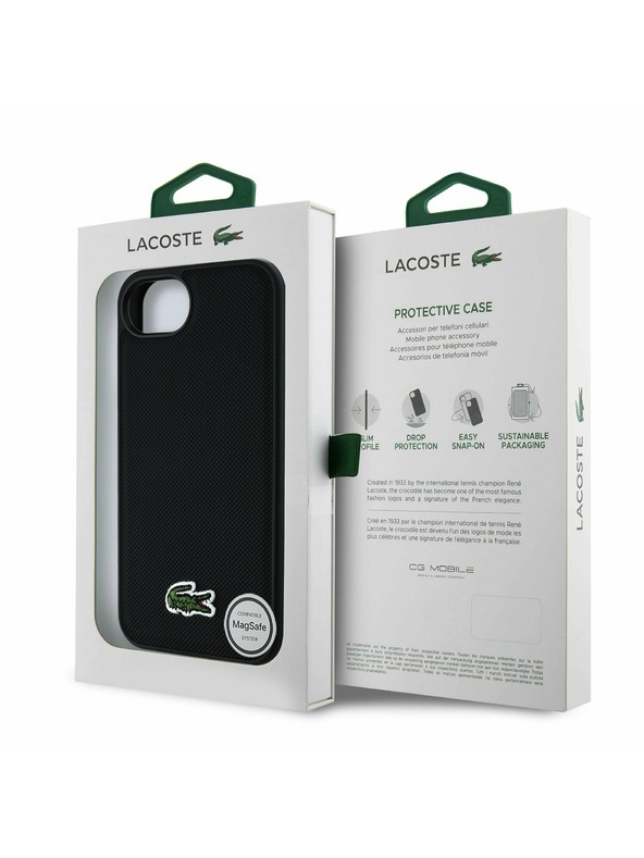 Lacoste Lacoste Iconic Petit Pique Woven Logo MagSafe Zadný Kryt pre iPhone 16e/17e Black