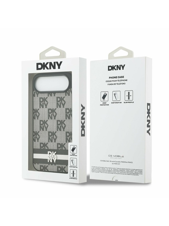 DKNY DKNY PU Leather Checkered Pattern and Stripe Zadný Kryt pre iPhone Air Black