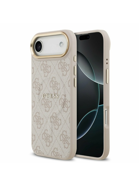 Guess Guess PU Leather 4G Gold Frame MagSafe Zadný Kryt pre iPhone Air Pink