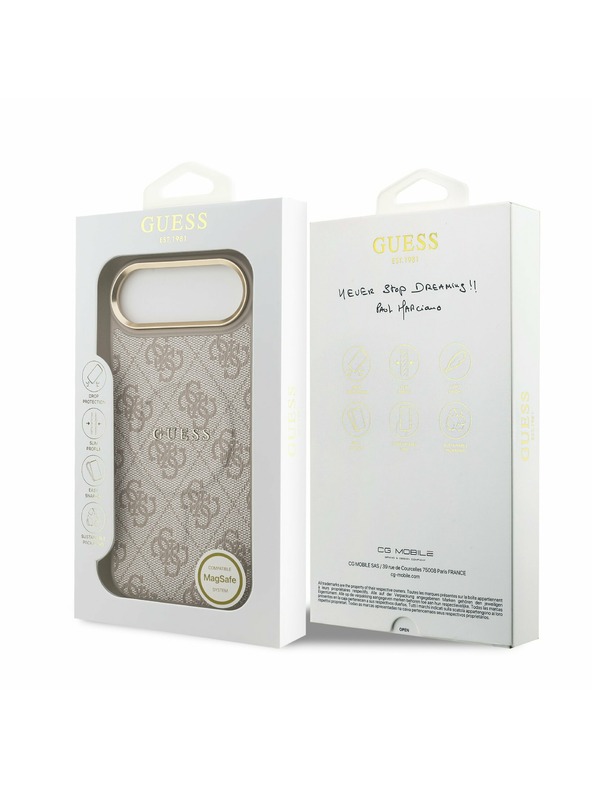 Guess Guess PU Leather 4G Gold Frame MagSafe Zadný Kryt pre iPhone Air Pink