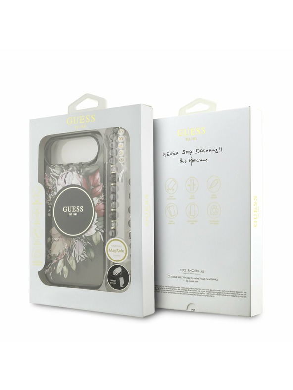 Guess Guess IML Flowers Strap MagSafe Zadný Kryt pre iPhone Air Black