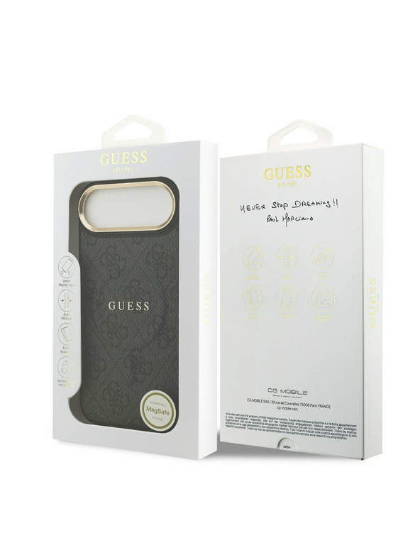 Guess Guess PU Leather 4G Gold Frame MagSafe Zadný Kryt pre iPhone Air Black